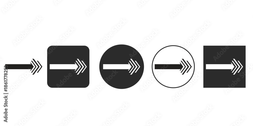 Modern forward arrow icon set for website navigation | Stylized right ...