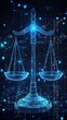 © AlirezA - Digital scales symbolizing justice in a futuristic setting with bright blue connections and lights