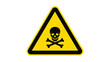 © Haider - A vector graphic of a universal warning sign featuring a black skull and crossbones centered within a bright yellow equilateral triangle bordered in black signaling danger.
