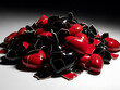 ©  PixelPace - Evil cupid's aftermath: a somber pile of shattered red and black hearts reflecting despair and broken love