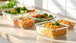 © EBG Stock Studio - Meal prep saludable en recipientes de vidrio con platos equilibrados para planificación semanal