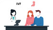 © jafrine - IVF fertility treatment consultation vector illustration with doctor couple and embryo symbol for healthcare medical concept design