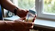 © Anna - Dad in paternity leave preparing a bottle for feeding the baby by the window