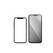 © Kabir - Two modern smartphones side by side with one displaying a blank white screen isolated on transparent background