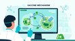 © Colin - Visual representation of a vaccine action: A doctor elucidates the mechanism on a monitor screen