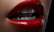 © MuhammadQammar - Glossy Red Lips with Metallic BITE Letters in Conceptual Fashion Close-Up