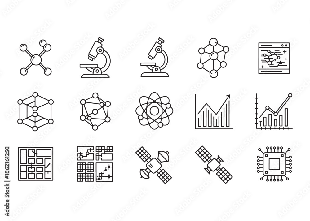 Scientific Iconography Outline Vector Set for Laboratory and Research の ...