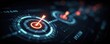 © wpw - Virtual roadmap interface featuring a sharp glowing target representing planning precision milestones and transformation growth