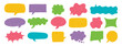© Yanka - speech bubble texture chalk pencil doodle set. Crayon speech bubble frame, comic talk balloon Grunge colorful collection.