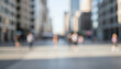 © Wisnu - Unfocused urban street environment showing people crossing a wide roadway framed by tall buildings, visible pavement patterns, and daylight suitable for design backgrounds.