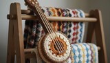 banjo Crocheted instrument with yarn crafting