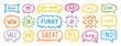 © Yanka - Bright hand drawn speech bubbles with short fun messages, decorative elements for design