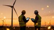 © Christopher - Two workers with tablets near wind turbines
