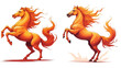 © Surya - Two fiery orange horses rearing up on black background with flames