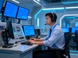 © Madison - Man working in a high tech control room