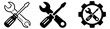 © cac_tus - Modern icon set featuring crossed wrench and screwdriver, and a gear with tools for maintenance and service applications