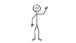 © Dlomiro - Cheerful Stick Figure Waving Hand in Friendly Greeting on Isolated White Background