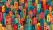 © juwairiya_nameera - Colorful abstract cityscape with many buildings