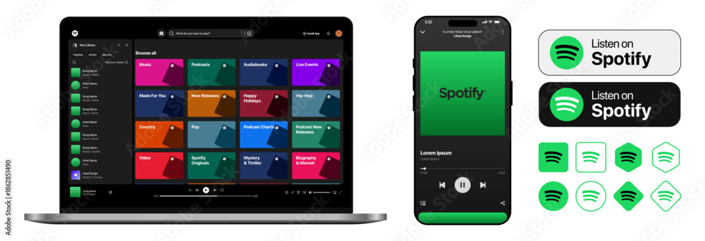 Spotify Initial Interface Spotify Music App UI Design for Mobile and Desktop Experience Modern ...