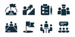© stas111 - Goal setting and business planning excellent icon collection. Flag goal, growth stairs, task checklist, leader crown, meeting table, target flag, discussion group, speech bubbles