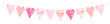 © Svitlana Tolmach  - Romantic pink pennant garland with heart shaped flags hanging on string for anniversary celebration baby girl birthday event invitation background isolated watercolor illustration