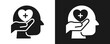 © hans_ts - Mental Health Support Icon Set Glyph In White And Black Background