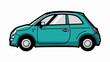 © Frengki - A side view illustration of a compact teal car with black outline and wheels
