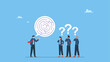 © Saklarboy - Businessman or boss explain confused labyrinth maze speech bubble to team members. Ramble, confused explanation or bad communication skill, confusion dialogue problem, unclear message.