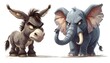 © Janu - Cartoon illustration featuring an angry donkey and an equally irate elephant, possibly a political commentary