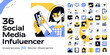 © Raben - Social media influencer illustration with various digital icons and elements
