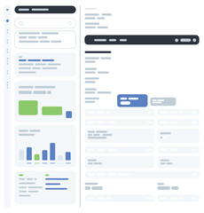 Naklejka na meble Modern Dashboard UI Wireframe Layout – Web and App Interface Vector Illustration