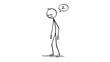 © Dlomiro - Stickman Cartoon Character Sleeping While Standing with 'Z' Speech Bubble, Isolated White Background, Depicting Tiredness or Exhaustion.