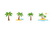 © Passatic - Collection of stylized palm trees and tropical island scenes with sun and water