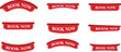 © AmajST - Several red 'book now' labels are displayed on a black backdrop, demonstrating minor design differences.