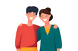 © Atonu - A Friendly Embrace: Two cheerful companions stand shoulder to shoulder, their smiles radiating warmth and camaraderie.