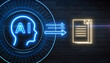 © photostockatinat - AI-Powered Transformation: An evocative digital illustration of AI technology processing data, symbolized by a glowing brain and flowing information,  delivering output documents.