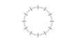 © Lamiya - Simple black and white circular dial with minute and hour markings representing a classic clock face or gauge without any hands.