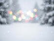 © R.Fauzi - Snowfall gently falling on a serene winter landscape with colorful bokeh lights in the background