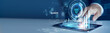 © AD - Businessmen use the tab analyzing lead generation and sales data. Marketing analytics dashboard, customer acquisition, CRM insights, business growth, conversion strategy