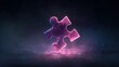 © fauziah - Abstract puzzle piece floating in dark space with glowing light