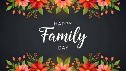  Happy family day celebration with floral border