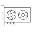© M Zakariya - Simple line icon drawing of a dual fan computer graphics card featuring cooling mechanisms and expansion slots for hardware illustration concepts