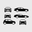 © Fahimaakter - Black silhouettes of six different cars on light gray background vehicle vehicles vector illustration.