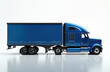 © Pete - Blue semi truck with large cargo trailer. Powerful vehicle ready for long distance freight transport. Commercial machine offers reliable delivery solutions for businesses, logistics. Efficient
