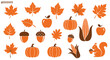 © punduh - Autumn harvest icons and cliparts arranged beautifully creating a seasonal motif for fall