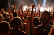 © Song_about_summer - crowd of people cheering music band at concert, unrecognizable people with raised hands