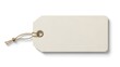 © M Graphix Zone - A key with a blank brown cardboard label and hanging string rope sits as an empty price tag for a retail business sale or gift message note