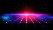 © ely - Neon - lit Cybernetic Grid Background with Starry Sky