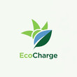 © Den - EcoCharge Logo Design with Green Leaf and Blue Element.
