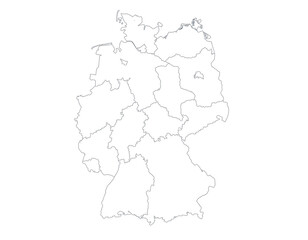  Germany map outline showing administrative districts with clean white background